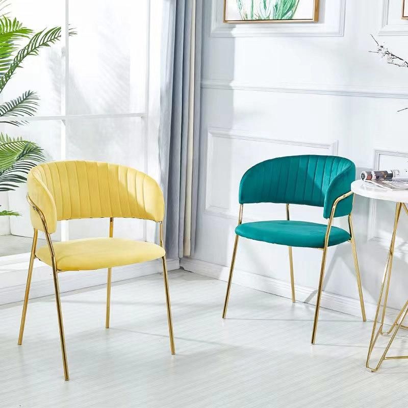 Home Furniture Green Velvet Metal Chair for Restaurant Room Dining Chairs