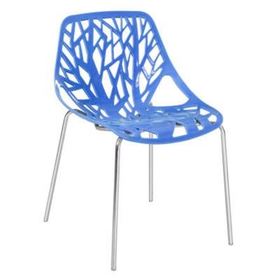 Outdoor Restaurant Furnitre Chair Dining Chair Stackable Colored PP Plastic Chair with Steel Legs for Kitchen Dining Room