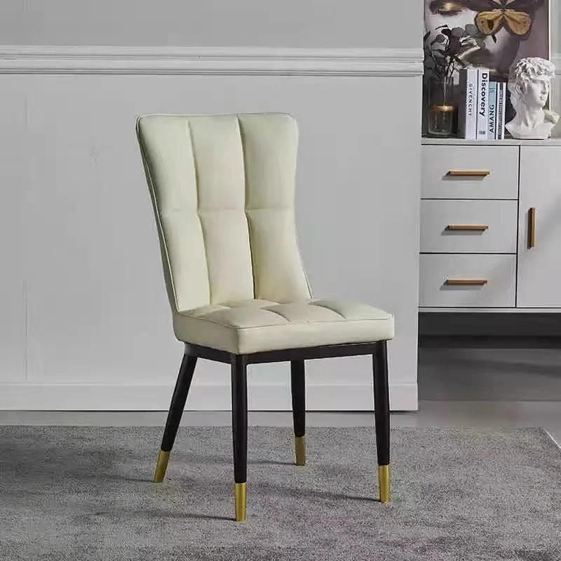 Contemporary Classical Upholstered Luxury PU Leather Black Legs Hotel Dining Chair