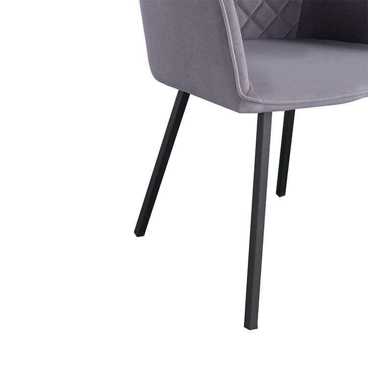 High Quality Grey Velvet Fabric Stainless Steel Restaurant Dining Chair in Silver