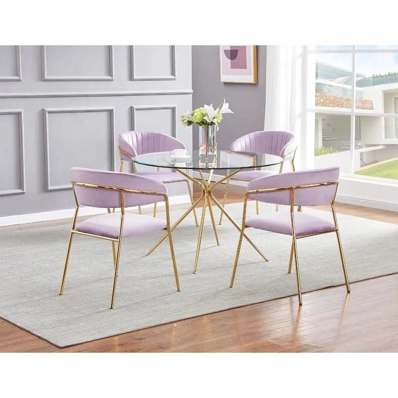 Luxury Modern Round Clear Tempered Glass Wooden Legs Dining Dining Table with Glass Top Designs