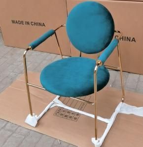 High-Quality Artificial Manufacturing Hot Sale Different Colors Optional Velvet Dining Chair with Chrome Metal Tube Legs