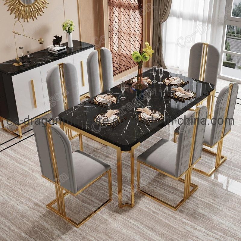 High Quality Stainless Steel Artificial Marble Hotel Dining Table