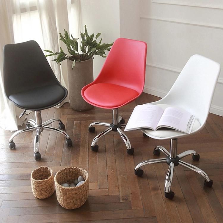 Nordic Plastic Upholstered Office Chair Liftable Chair Modern Furniture Dining Chair Leisure Chair with Pulley