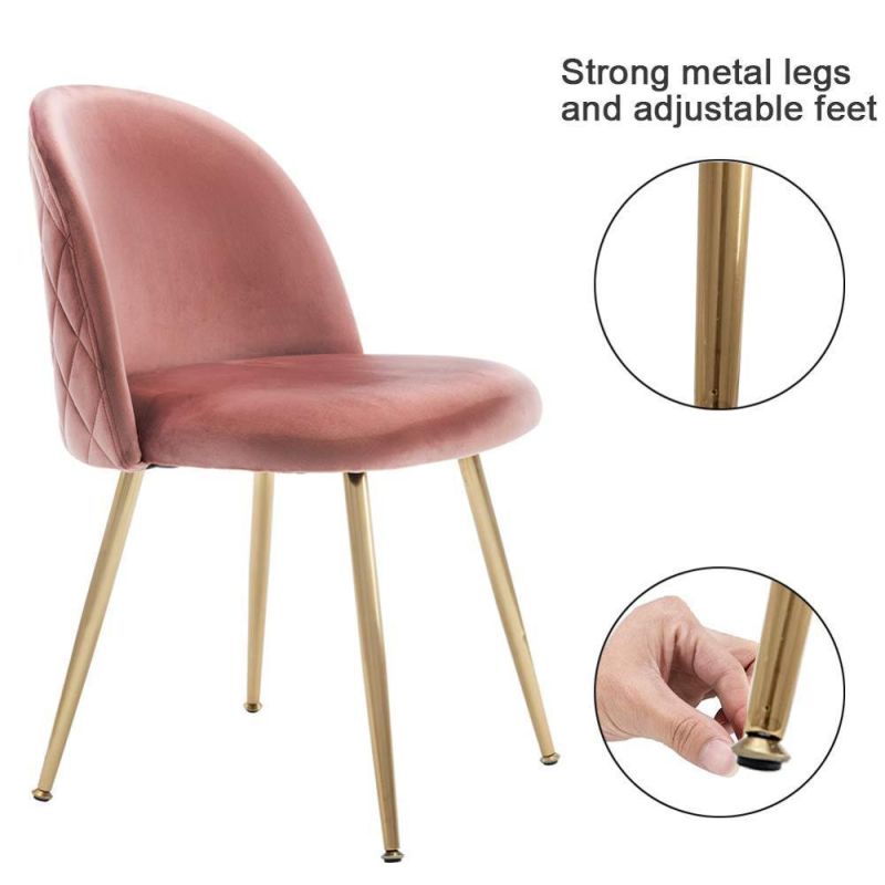 Home Furniture Red Velvet Dining Chair with Gold Chrome Metal Leg