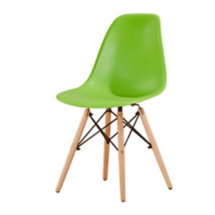 Hot Selling Comfortable Cheaper Plastic Dining Chair with Wooden Leg for Home Furniture