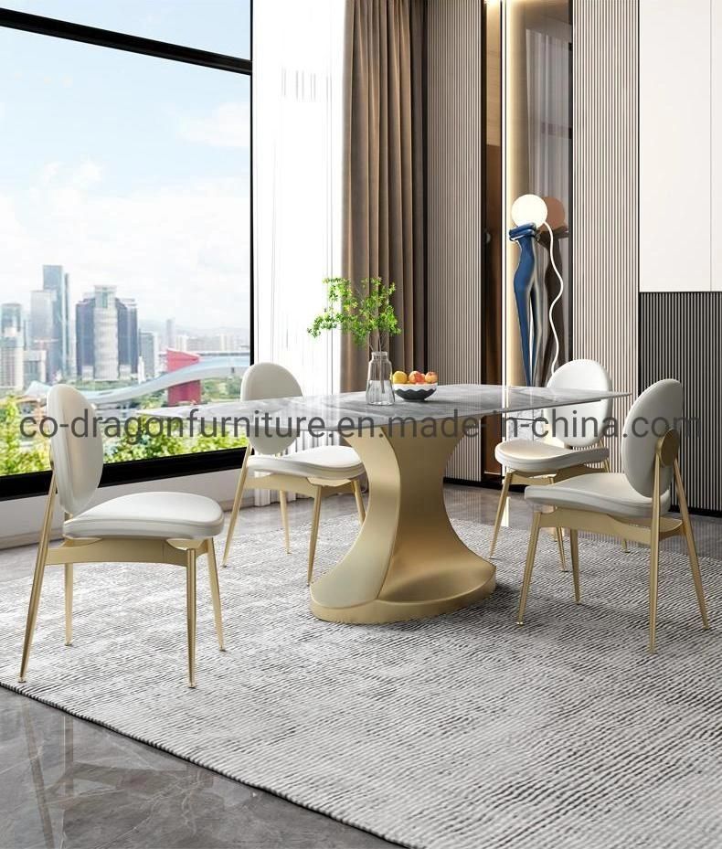 2021 New Design Unique Frame Dining Table with Marble Top