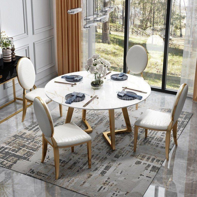 Nordic Style Dining Table Set 4 Chairs Marble Modern Table