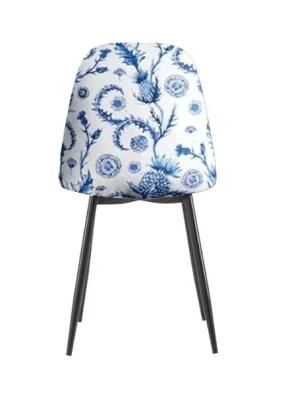 Chair Upholstered Velvet Modern European Dining Chair Metal Leg Velvet Fabric