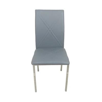 Wholesale Home Furniture Simple Style Iron Legs Gray Fabric Dining Chair