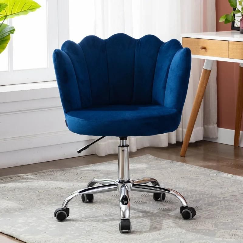 Blue Velvet Living Room Hotel Home Swivel Chair for Coffee Shop