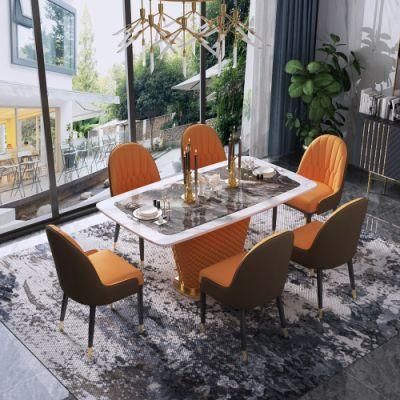 Home Hotel Furniture Marble Wooden Dining Chair Modern Dining Table