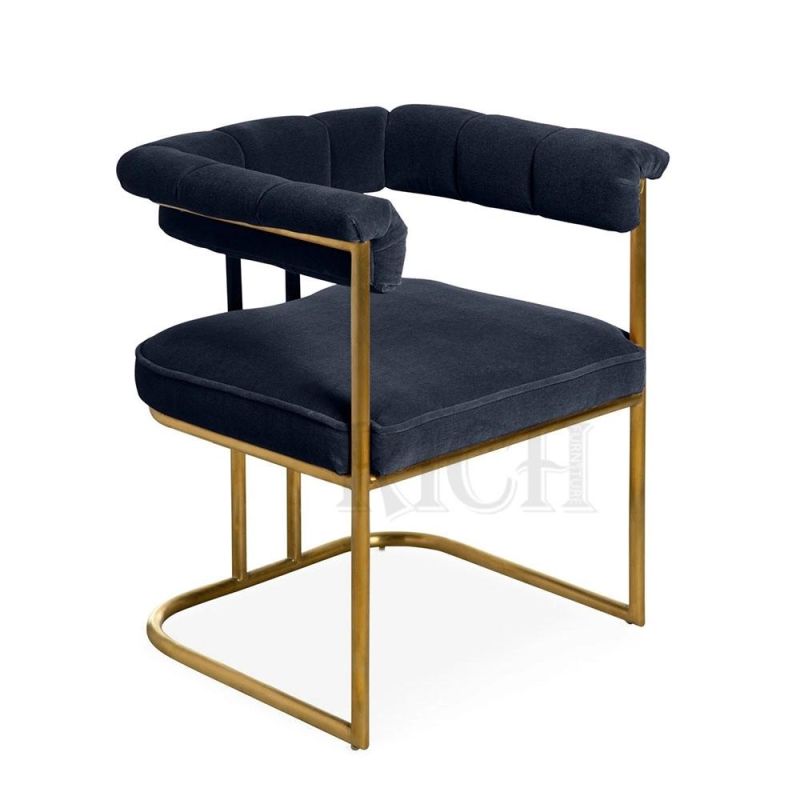 Modern Cafe Side Chair Gold Stainless Steel Metal Legs Dinner Chair