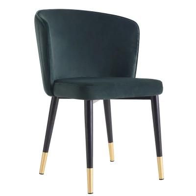Manufacturer High Quality Luxury Home Furniture Restaurant Velvet Dining Chairs with Metal Legs
