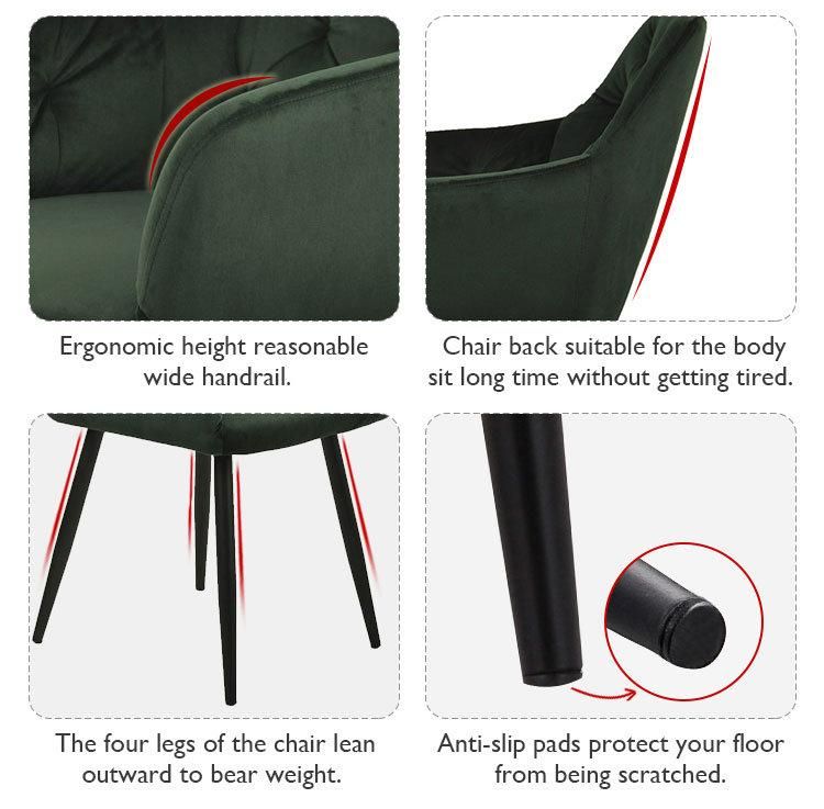 Upholstery Soft Fabric High Back Modern Velvet Dining Chair