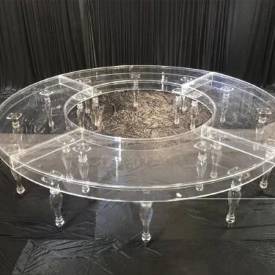 Wedding Transparent Clear Romantic Acrylic Cake Table with LED Light