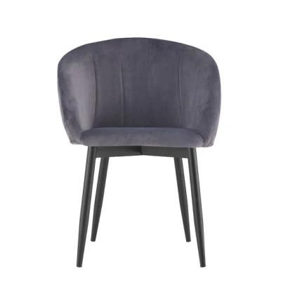 Contemporary Design Round Back Green Velvet Fabric Upholstered Hotel Dining Room Chair