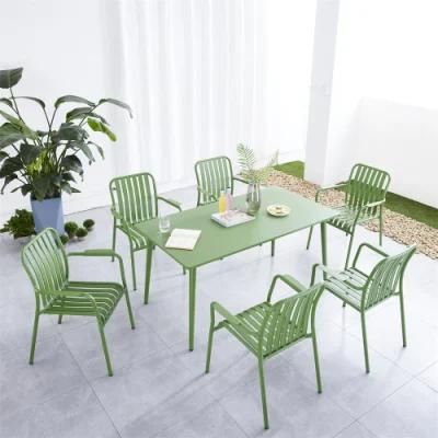 Wholesale 120X70X73mm Green modern Dining Room Furniture Metal Long Table