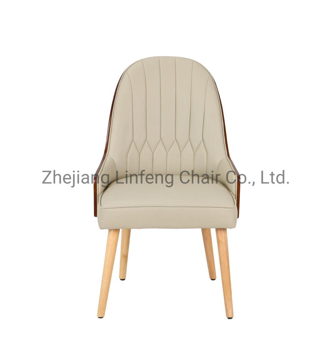 Curved Back Wooden Dining Chair with Walnut Veneer Plywood Chair