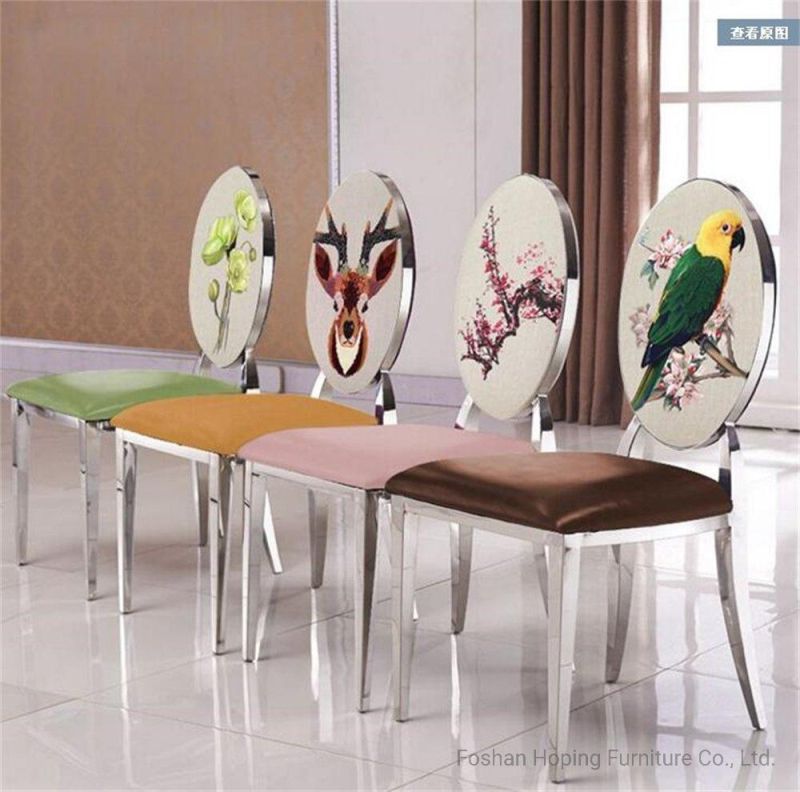 Dining Table and Chairs Different Color Animal Picture Backrest Dinner Chairs for Sale European Style Restaurant Furniture Single Seater Wood Like Sofa Chair