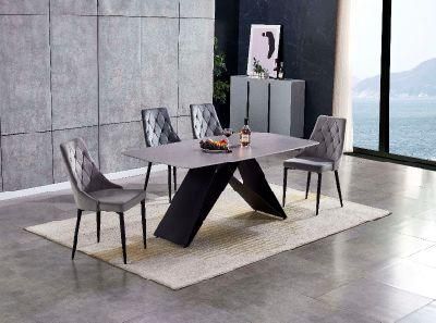 Factory Direct Wholesale Light Luxury Rock Slate Table Dining Room Set Furniture Modern Simple Rectangle Marble Top Dining Table