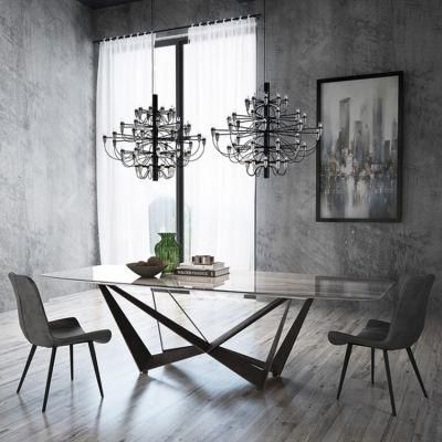 Best Quality Control Powder Coating Glass Dining Room Table Nordic Luxury