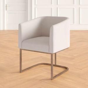 Simple Modern Luxury Golden Metal Base Fabric Sofa Chair Hotel Armchair