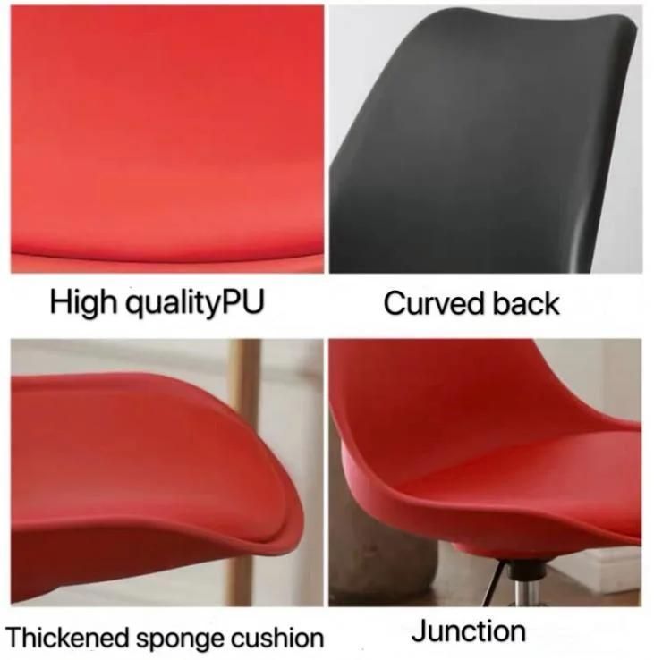 Ergonomic Wheel Computer Plastic Seat Tulip Office Dining Chair with Cushion