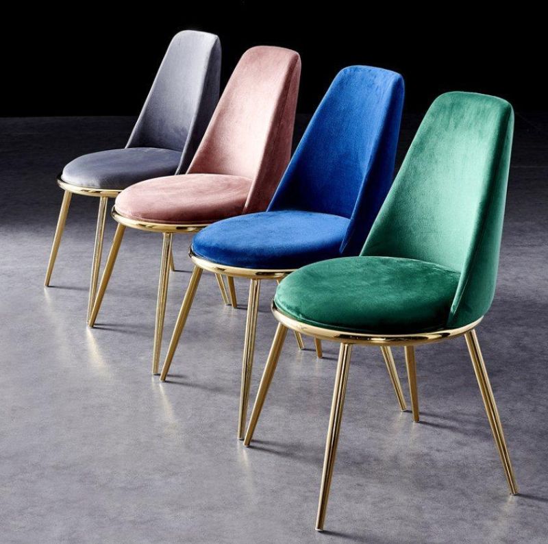 Elegant Nordic Restaurant Upholstered Velvet Dining Room Chairs