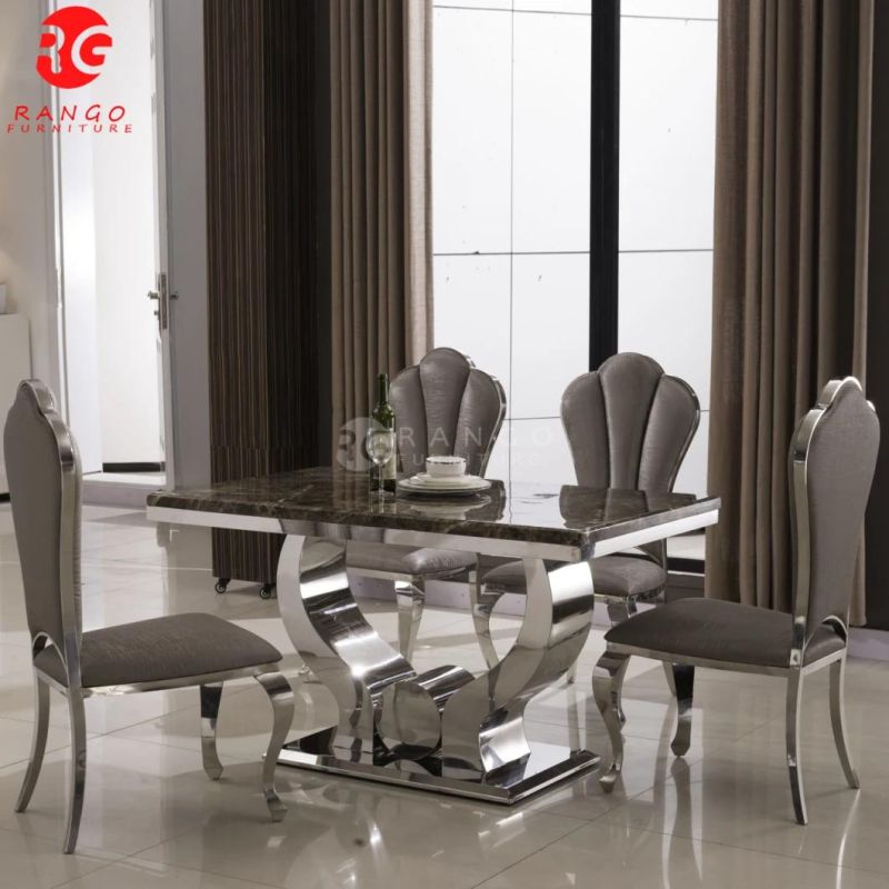 Marble Table with Glass Top Dining Table in Fashion Design for Sale Dining Room Furniture