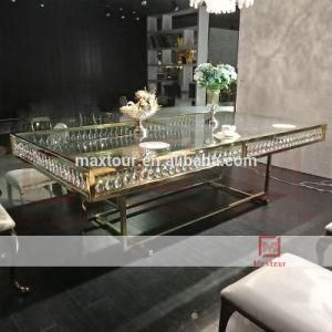 Luxury Glass Crystal Stainless Steel Wedding Dining Table on Sale