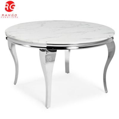 Marble Round Dining Table Modern Restaurant Table and Chairs Outdoor Dining Table Sets with 6 Dining Chairs