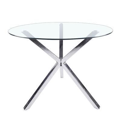 2020 Hot Selling Luxury Fashion Furniture Round Glass Top Metal Dining Table