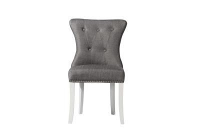 Kvj-Ec11 Modern Wooden Velvet Grey White Legs Dining Room Chair