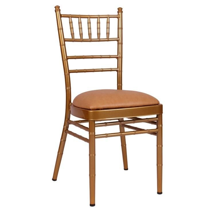 China Wholesale Rose Gold Bamboo Steel Chiavari Chairs Weddings with Cushion