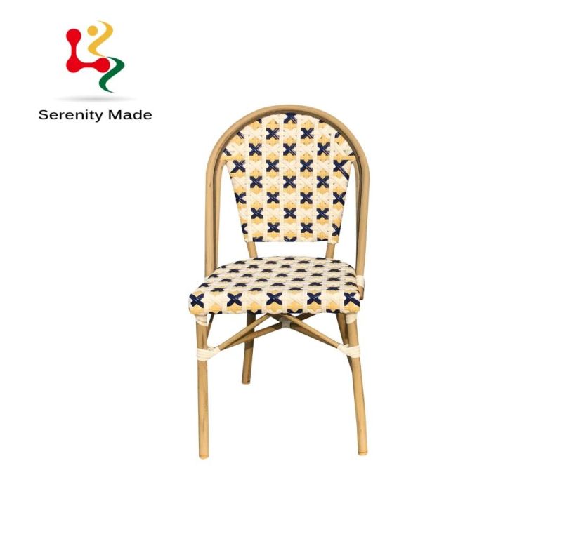 Bistro Furniture Stack-Able Aluminium Frame Rattan Dining Outdoor Chair