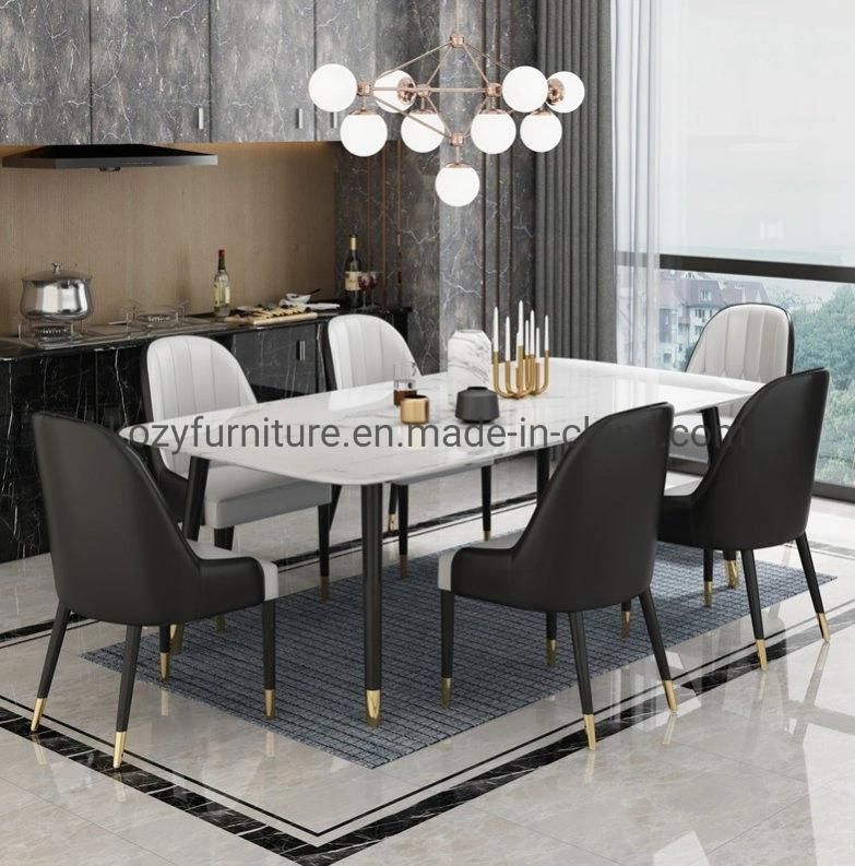 Chair Dining Room Upholstered Chair PU Leather with Metal Legs