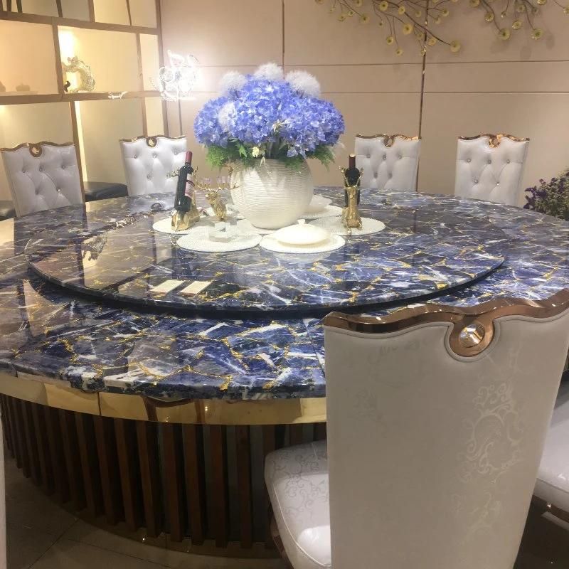 Dubai Indoor Luxury Round Home Dinner Furniture Marble Gemstone Onyx Dining Table