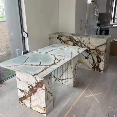 Designs Romania Impress Stone Rectangle Marble Top Dining Table in China