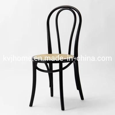 Kvj-6046c Black Restaurant Wedding Party Wooden Rattan Bentwood Dining Chair