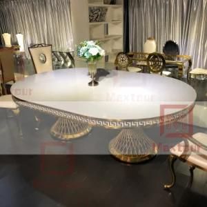 Home Furniture LED Light Stainless Steel Dining Table with Acrylic Top