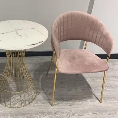 High Back Velvet Fabric Dining Chair with Metal Legs