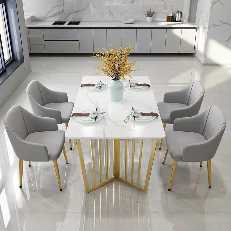 Luxury Nordic Modern Rectangular Marble Dining Table Dining Chair