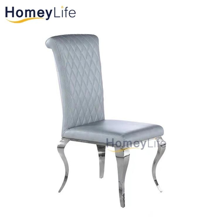Comfortable PU Cushion Dining Chair Modern Stainless Steel Chair