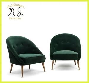 Nordic Luxury Green Velvet Brass Legs Armchair