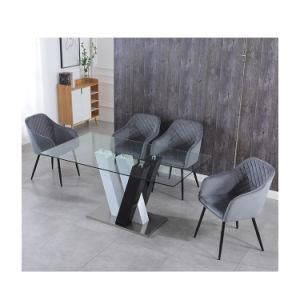 Modern Furniture MDF Restaurant Factory Price Glass Y Shape Dining Table Set