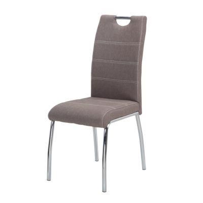 Fashionable PU Leather Chrome Dining Chairs with Chromed Legs