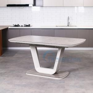 Rectangle Extension Extendable Size Adjustable MDF Ceramic Effect Dining Table for 8 People