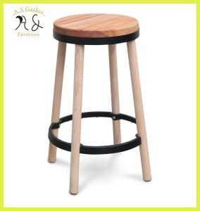 Restaurant Natural Solid Wood Counter Bar Stool