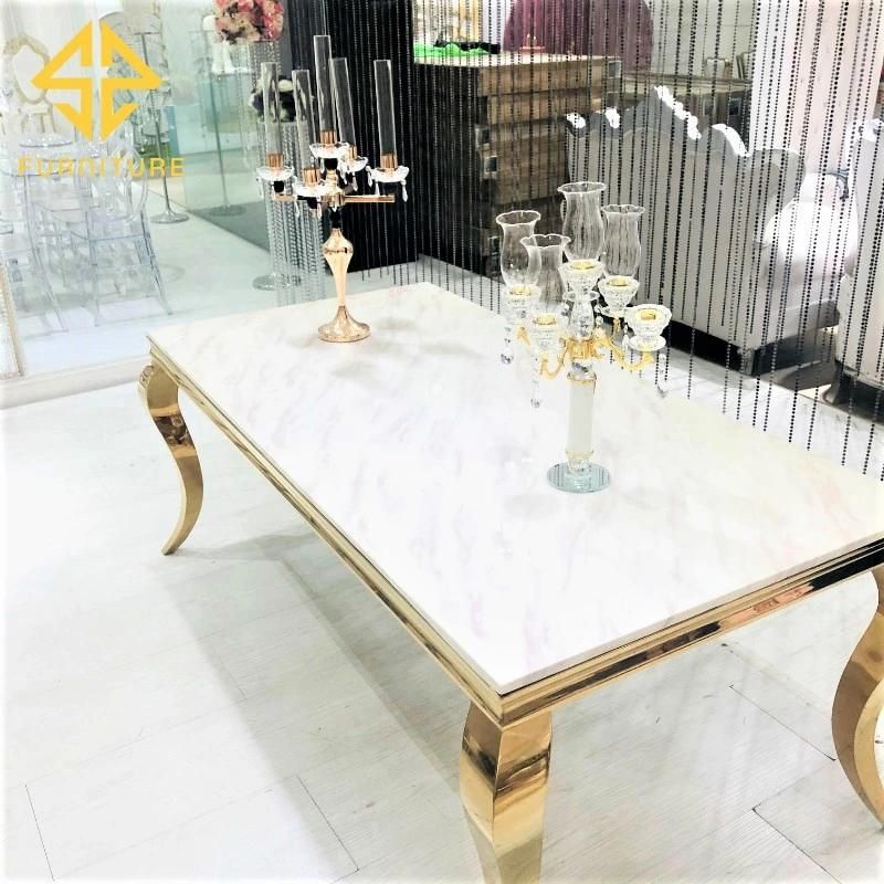 Wholesale Price High Quality Golden Stainless Steel Hotel Dining Table